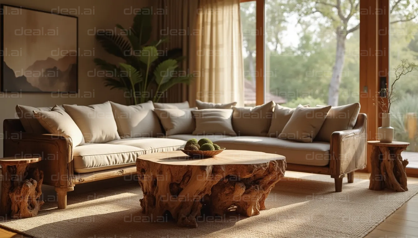 Cozy Living Room with Wooden Accents