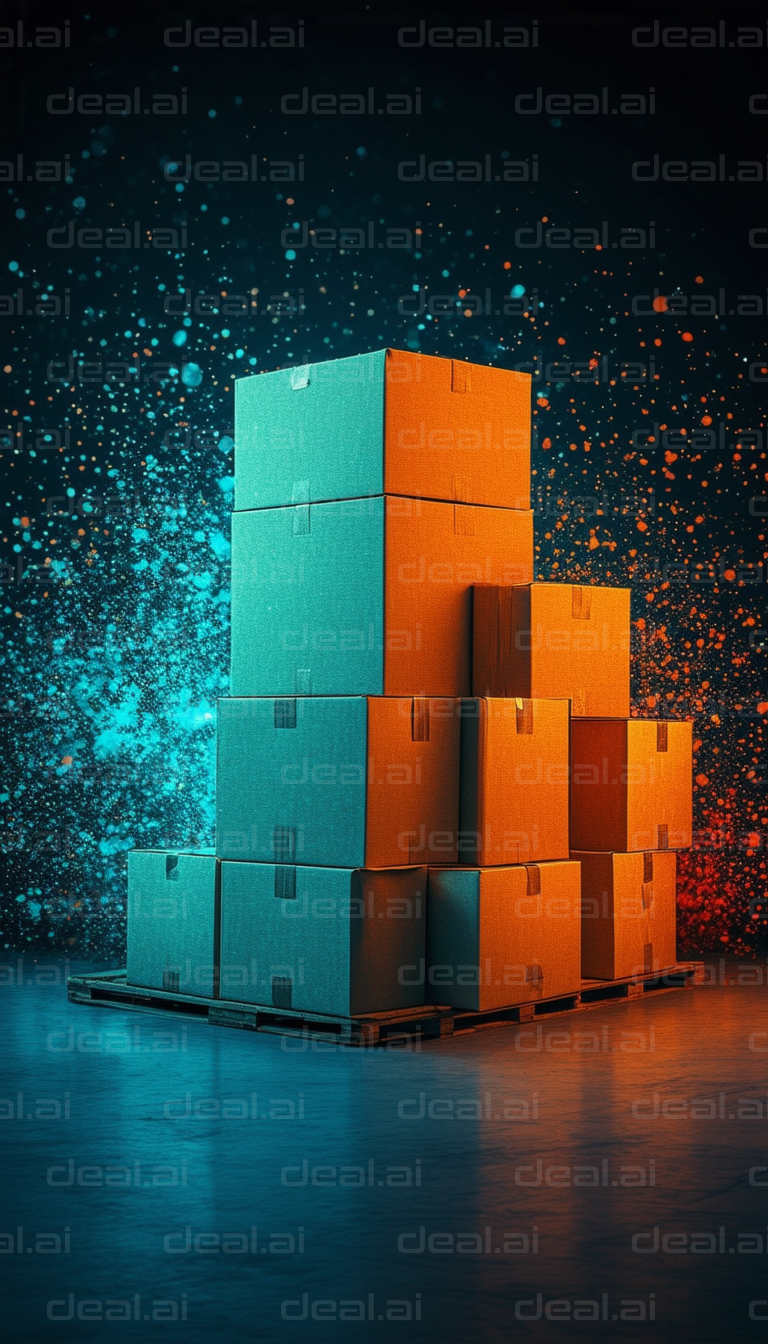 Stacked Boxes with Colorful Background