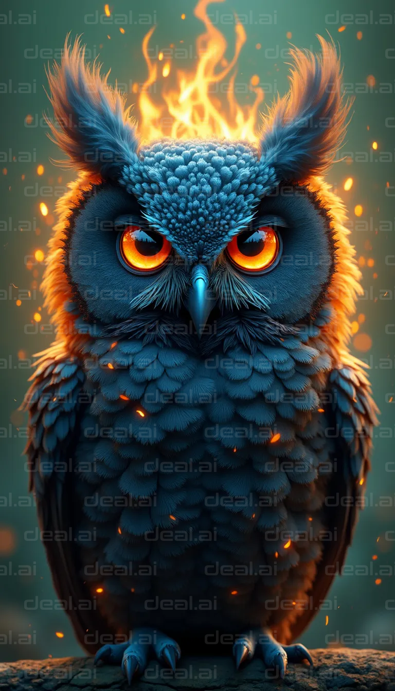 "Fiery Owl of Mystical Flames"