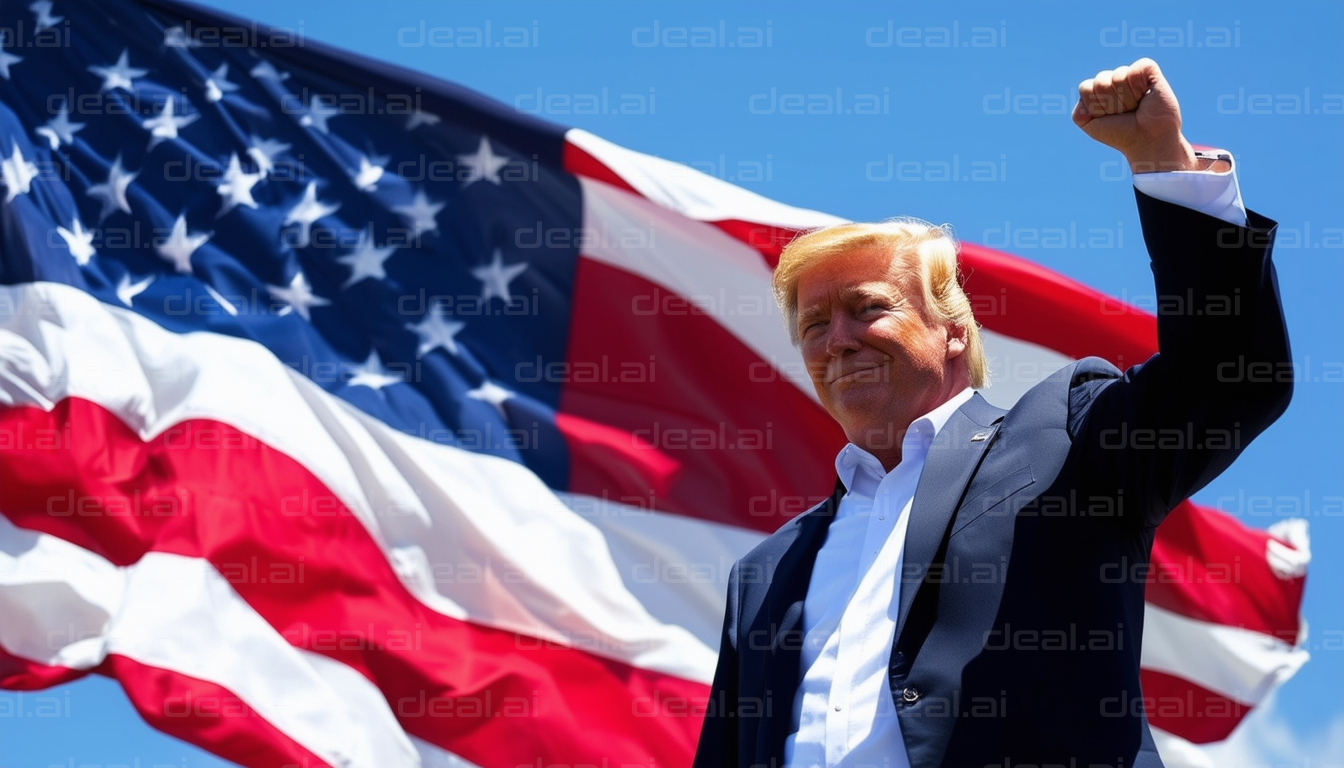 Man Raising Fist in Front of U.S. Flag