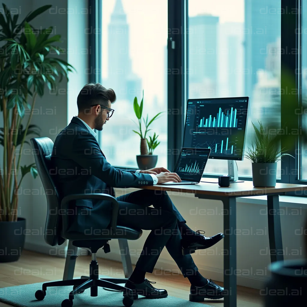 "Focused Work in Modern Office"