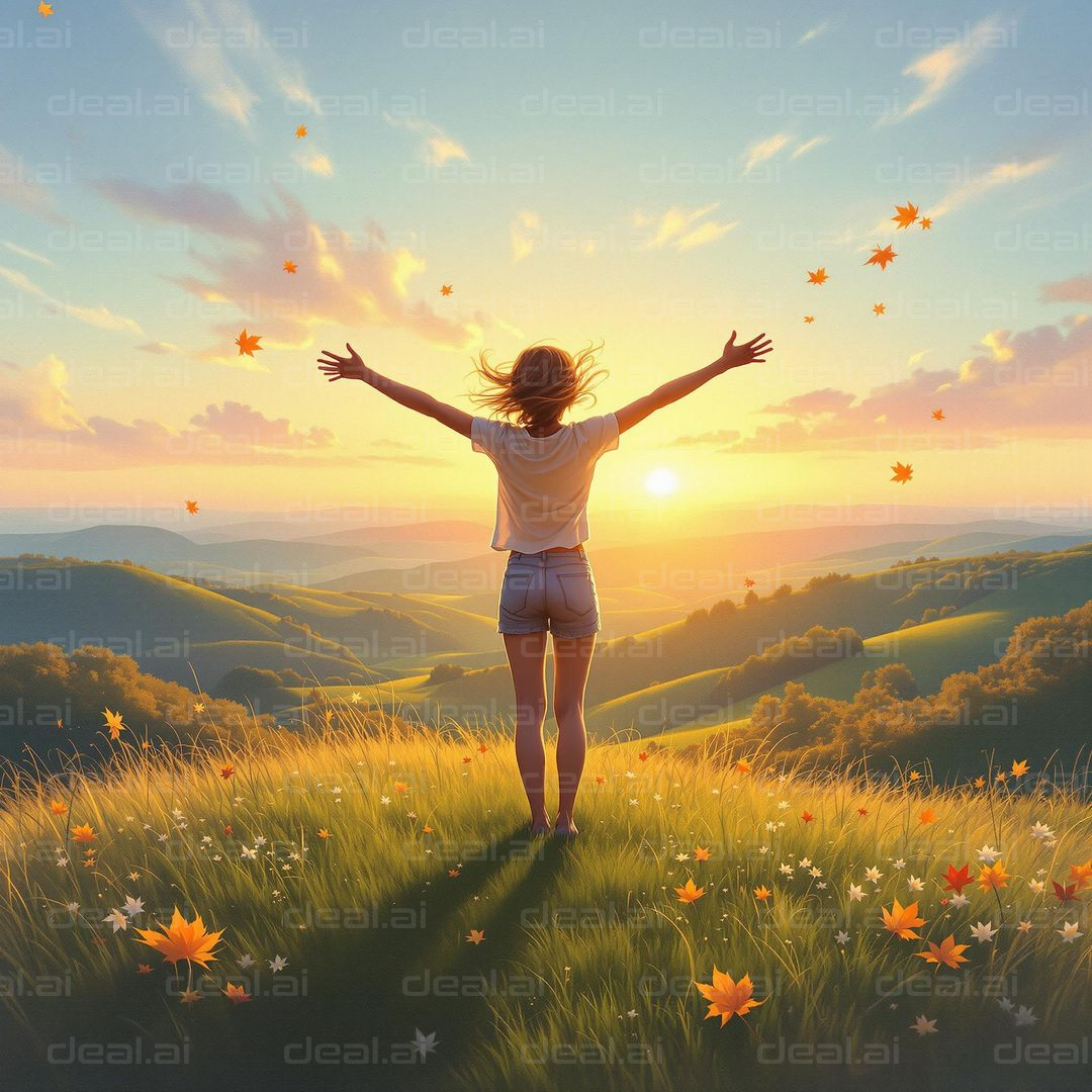 "Embracing the Sunrise Blissfully"