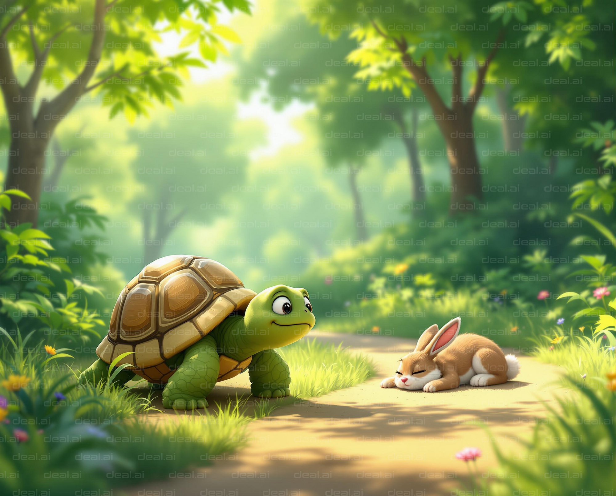 Tortoise and Hare in Forest Race