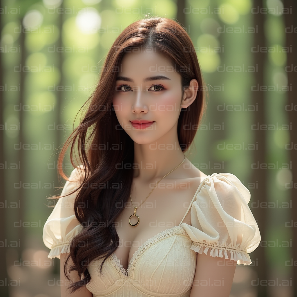 "Ethereal Beauty in Sunlit Forest"