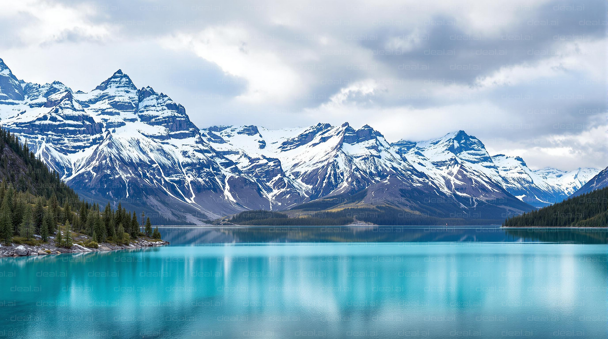 Snowy Mountains Reflecting in Lake