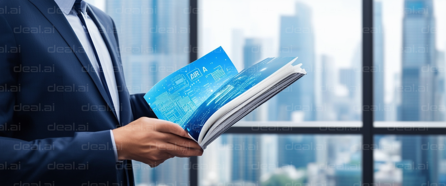 Businessman Reviewing Tech Magazine