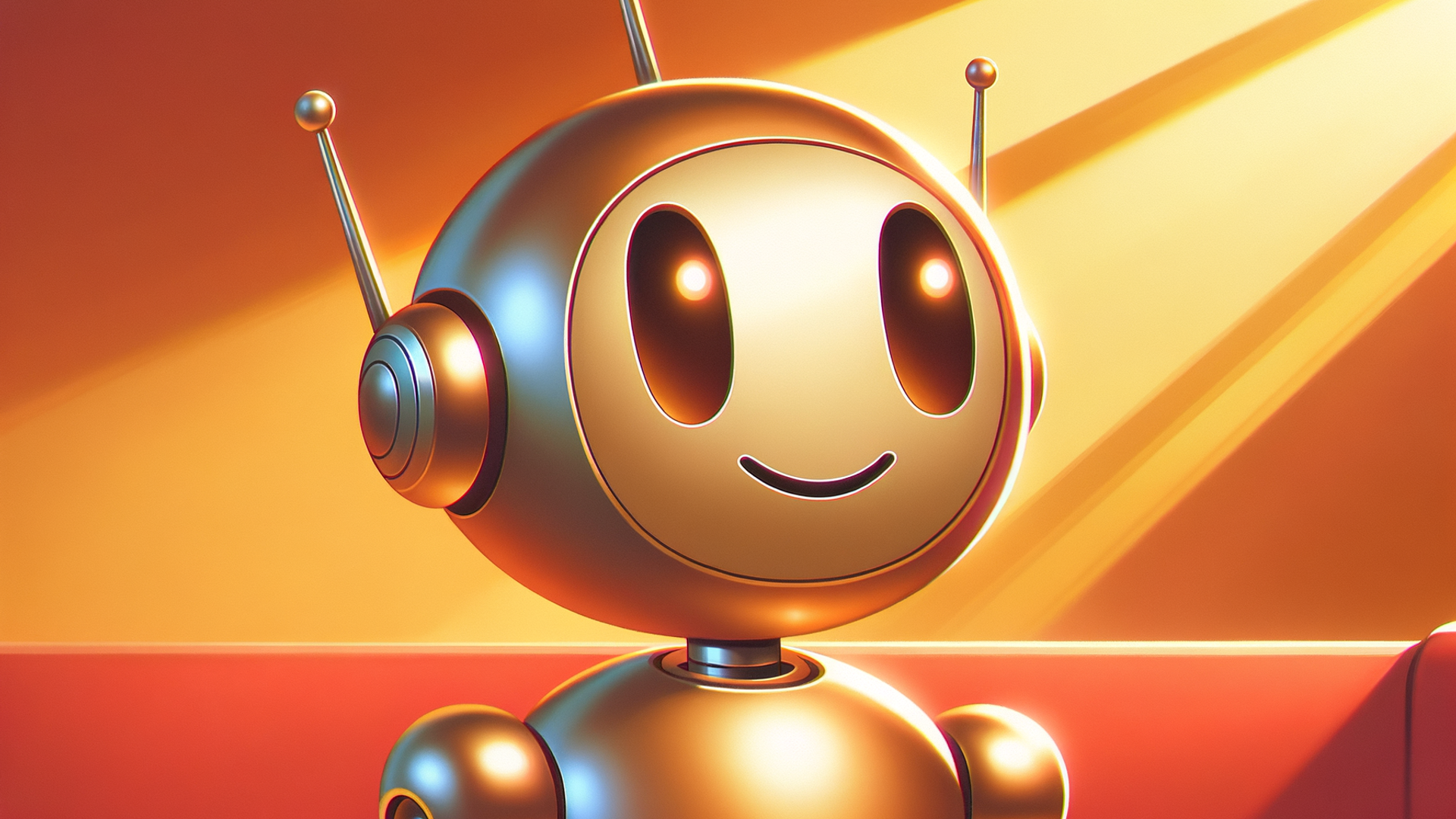 Smiling Robot in Golden Light