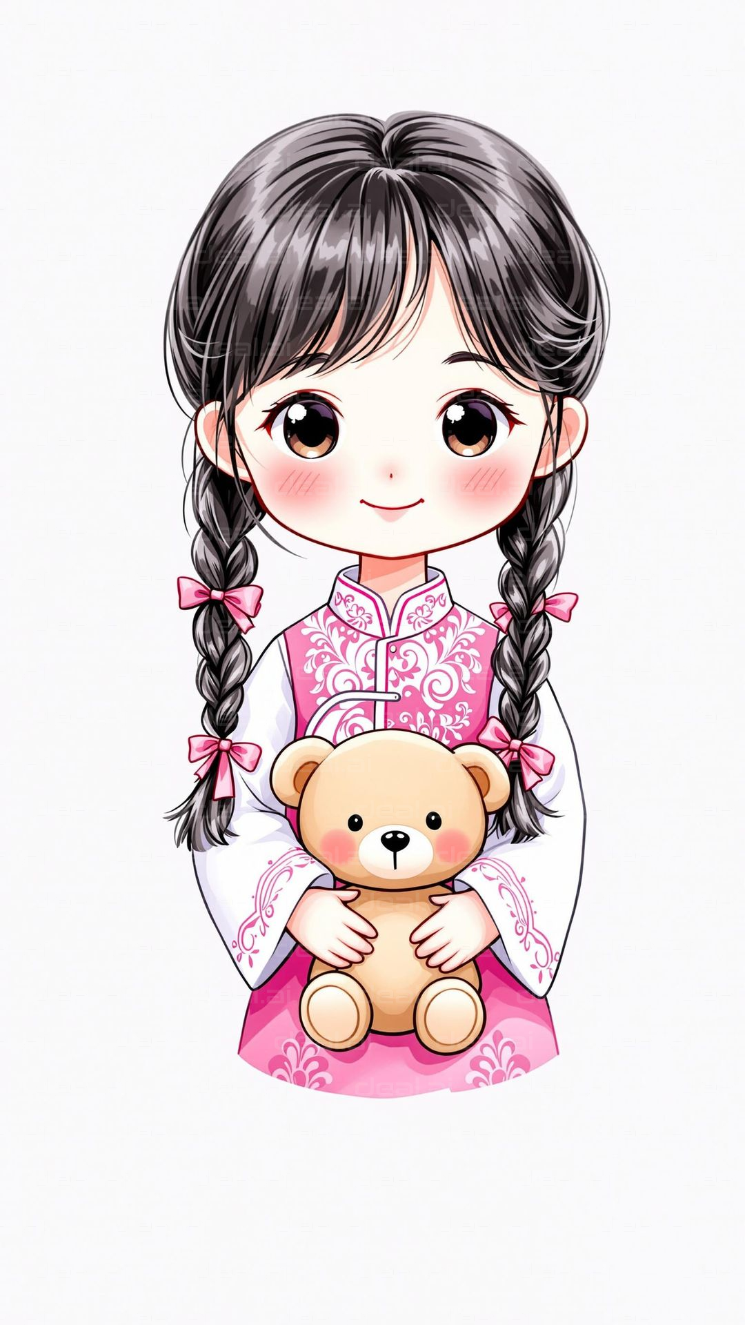 Cute Girl with Teddy Bear