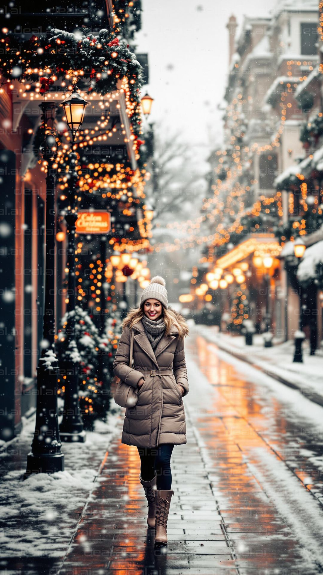 Winter Stroll in Festive Lights