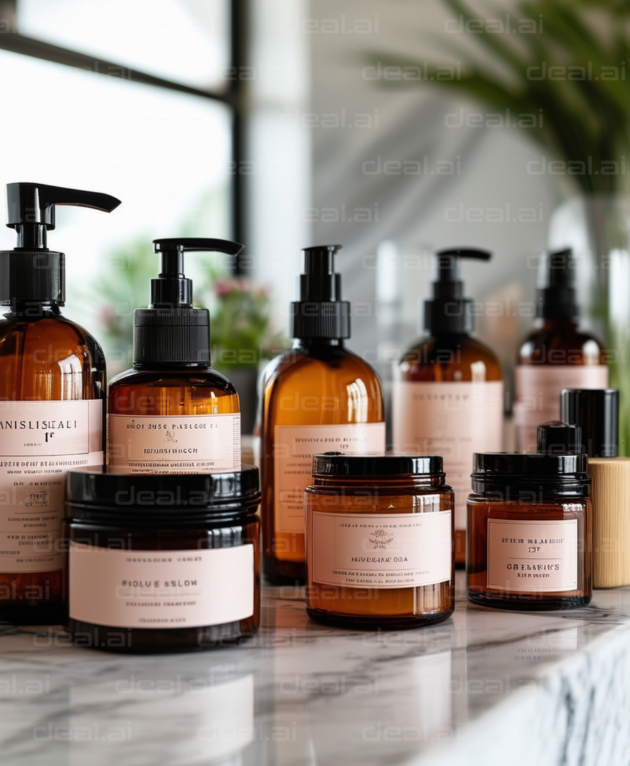 Organic Skincare Products on Marble Counter