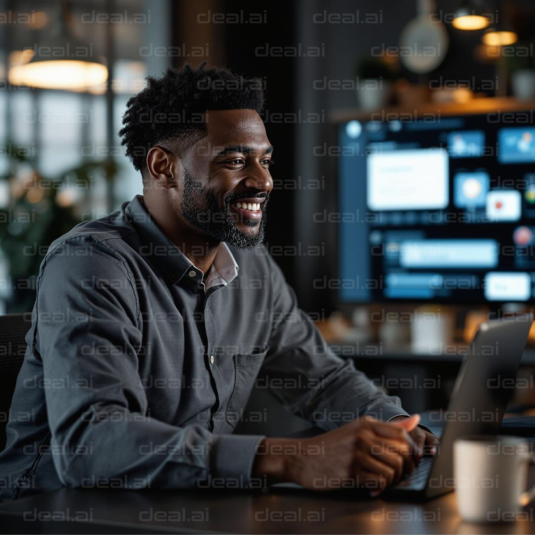 Smiling Professional at Work