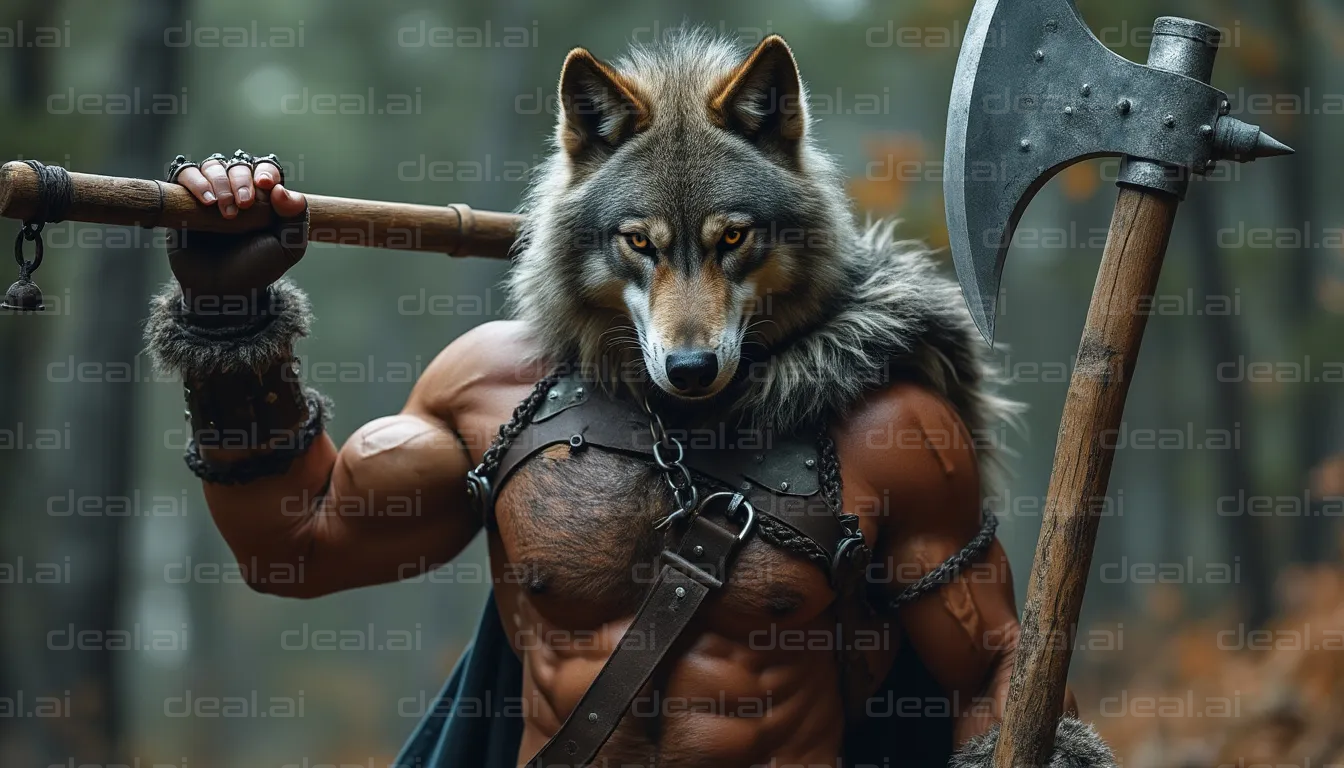 Warrior Wolf with Battle Axe