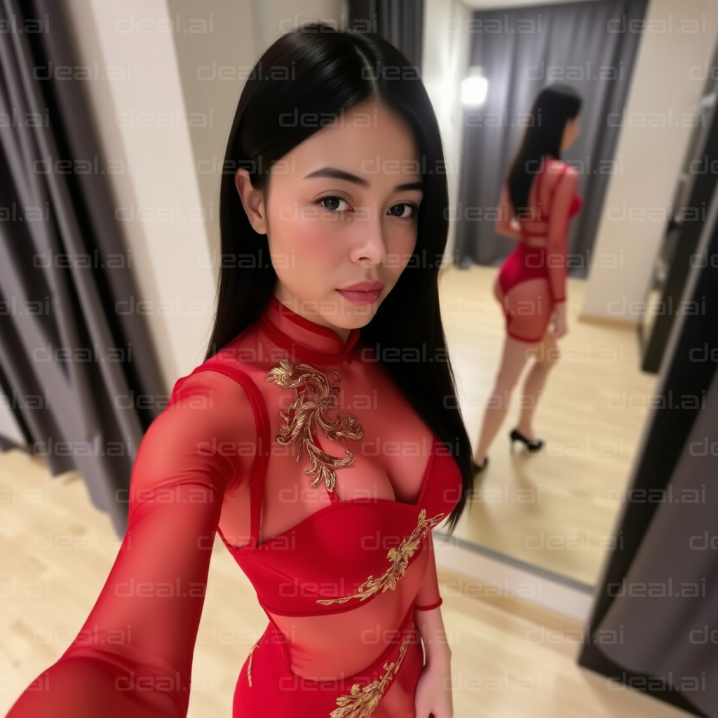 Red Elegance in Reflective View