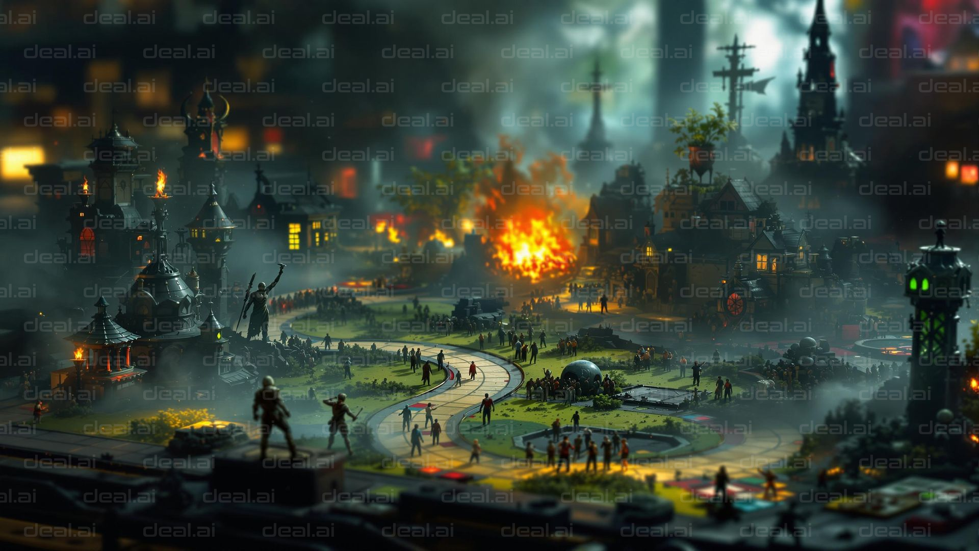 Miniature Fantasy Battle Scene