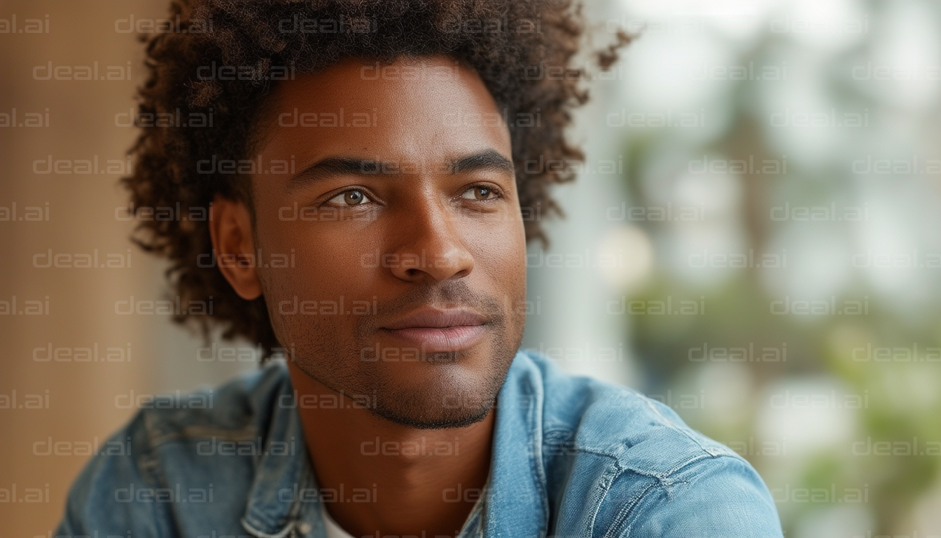 Thoughtful Man in a Denim Jacket