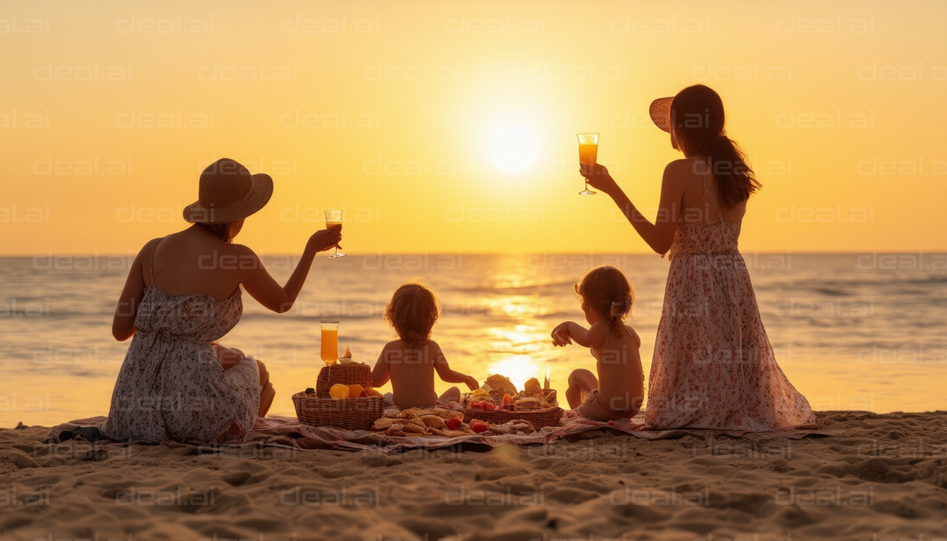 Family Sunset Picnic by the Beach