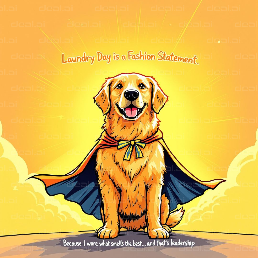 Super Dog with a Laundry Cape