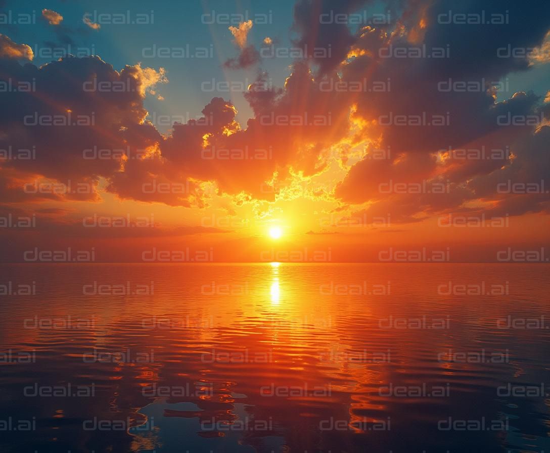 "Golden Sunset Over Serene Ocean"