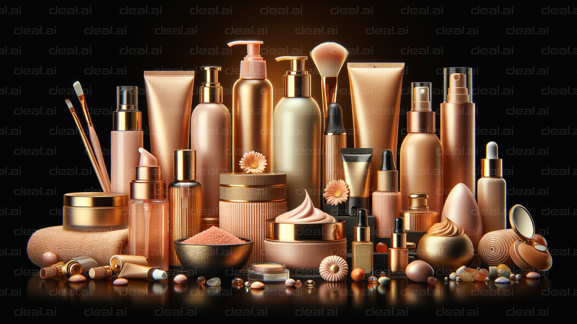 Elegant Gold and Peach Beauty Products