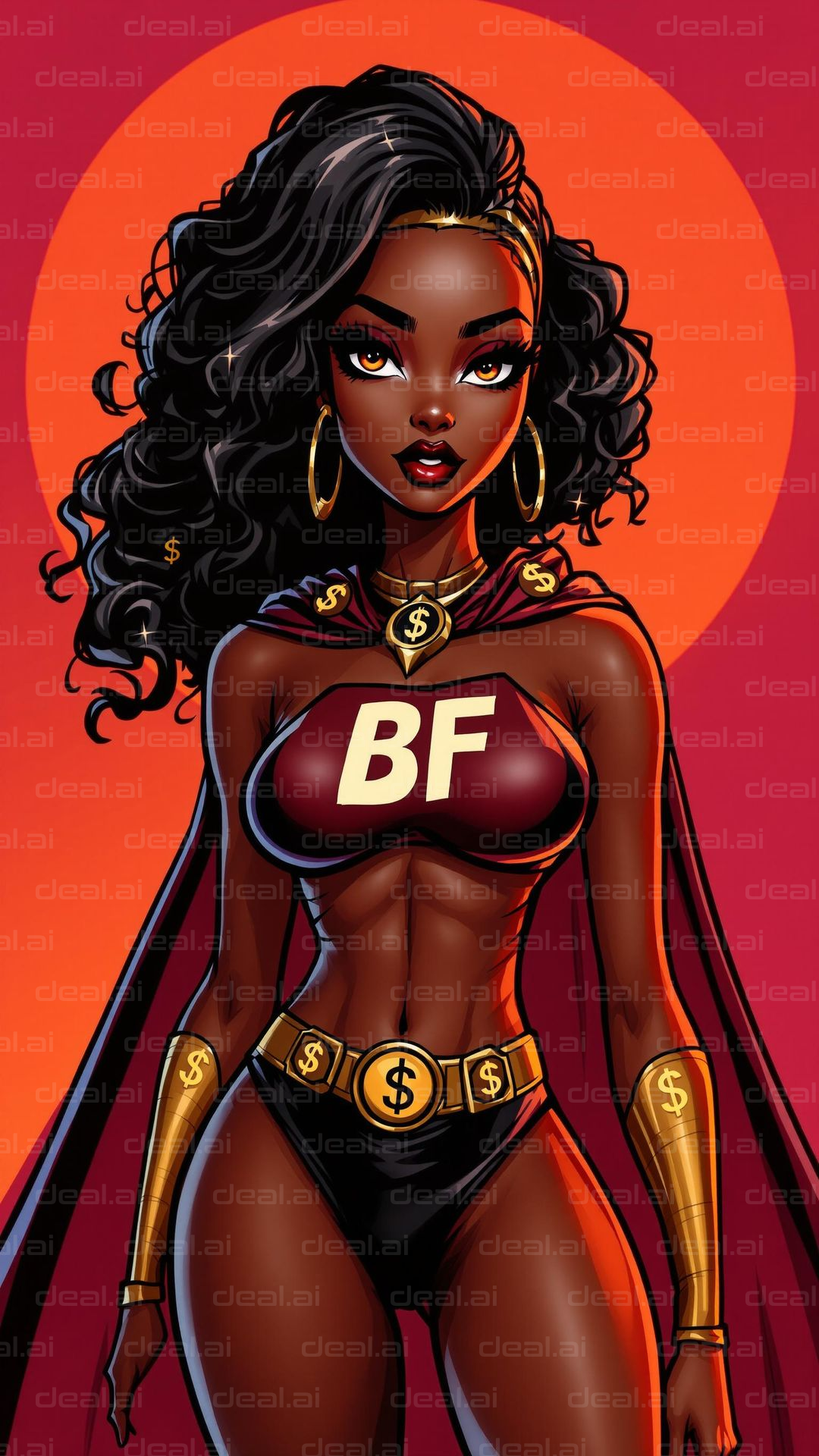 Superheroine with Curly Hair