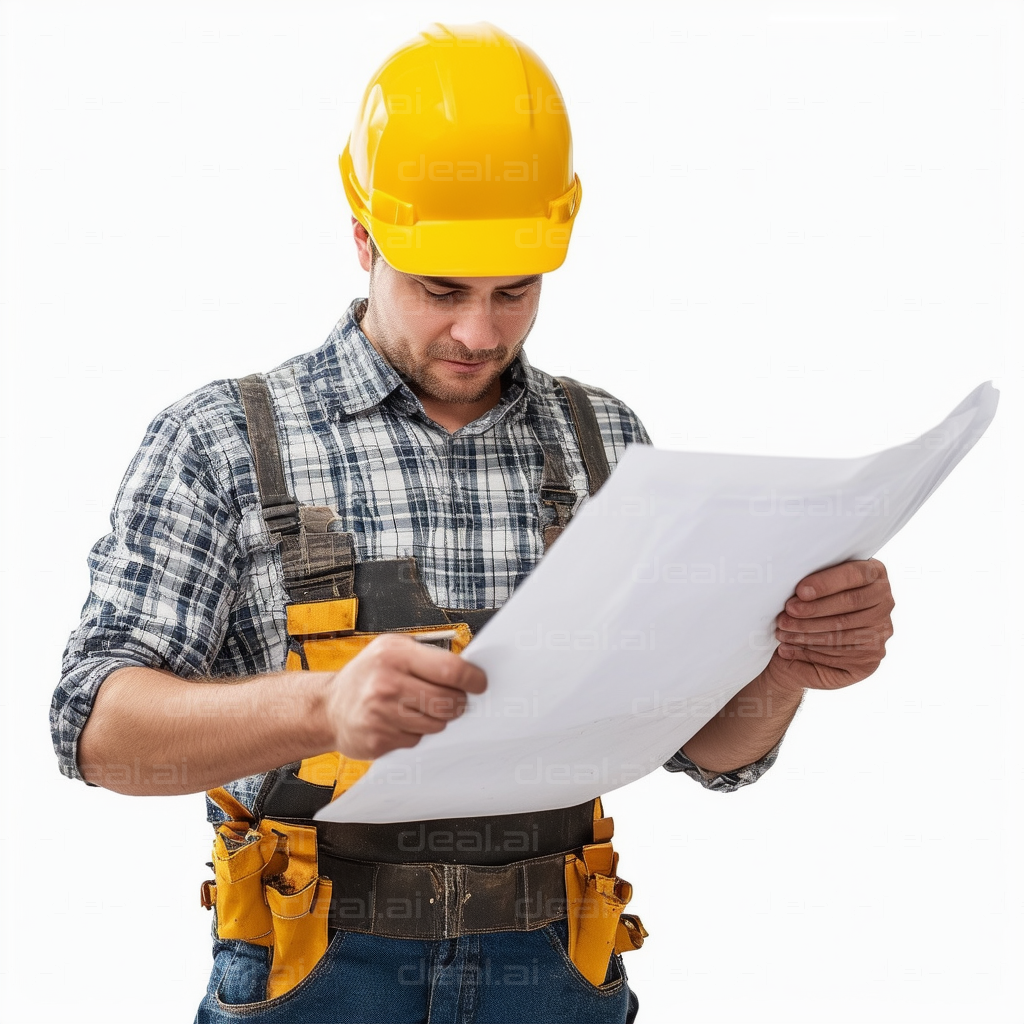 Construction Worker Reviewing Plans