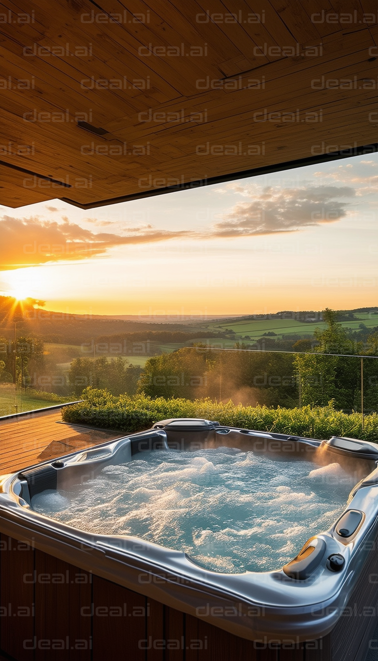 Hot Tub Bliss at Sunset with Scenic View