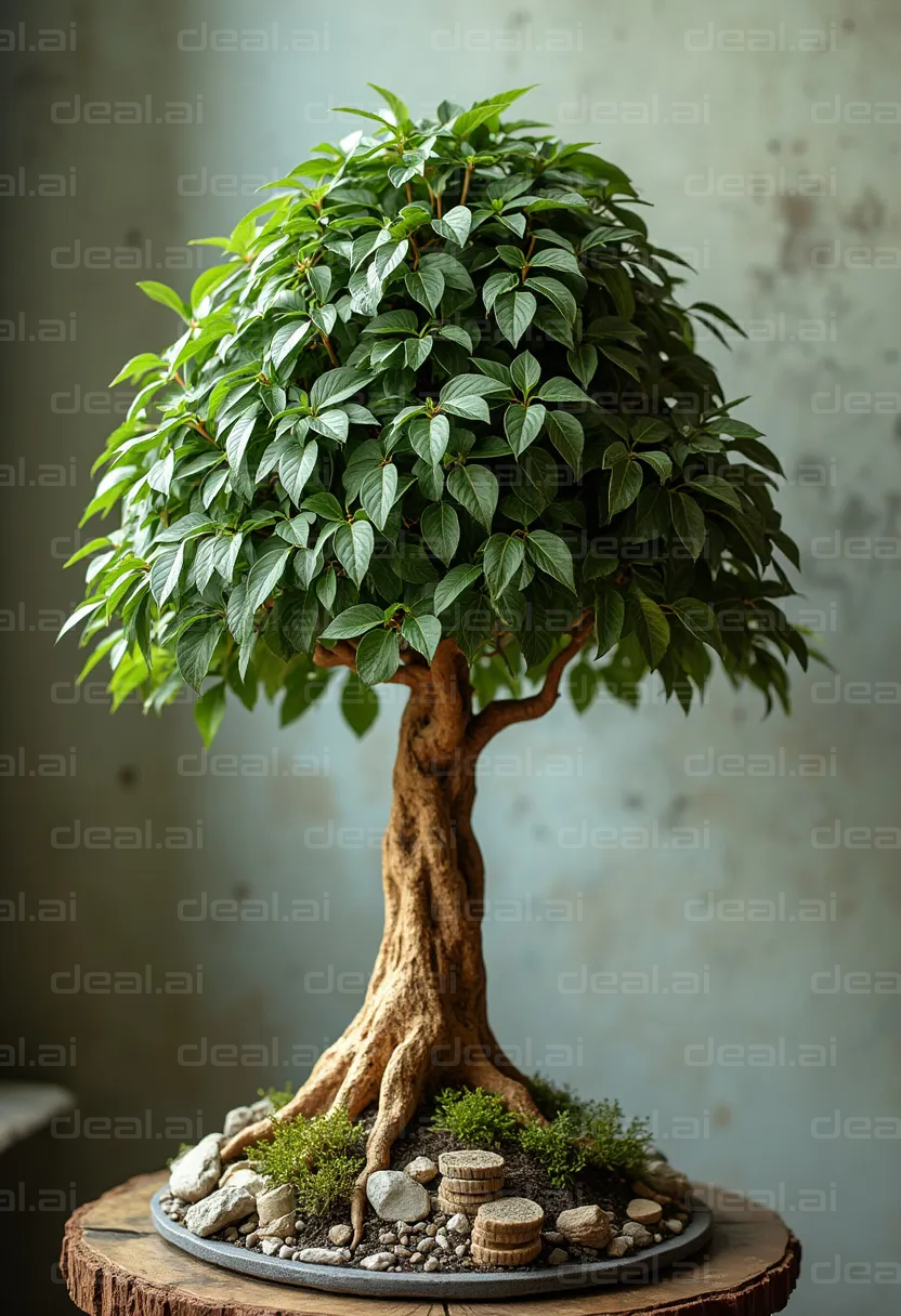 Elegant Bonsai Tree in a Rustic Setting