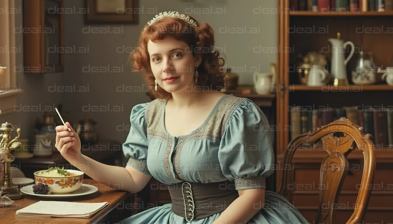 Elegant Victorian Writer at Desk