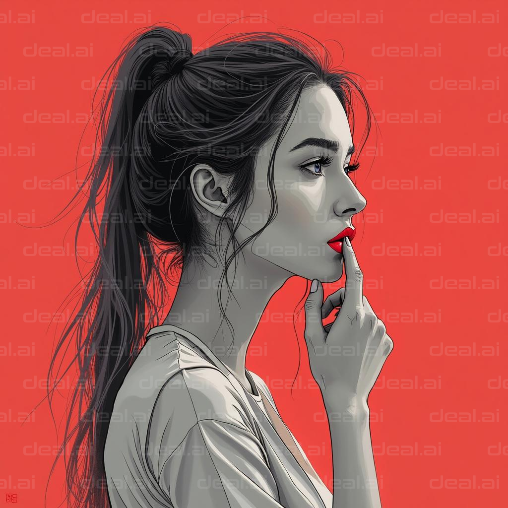 Pensive Red Tones Portrait