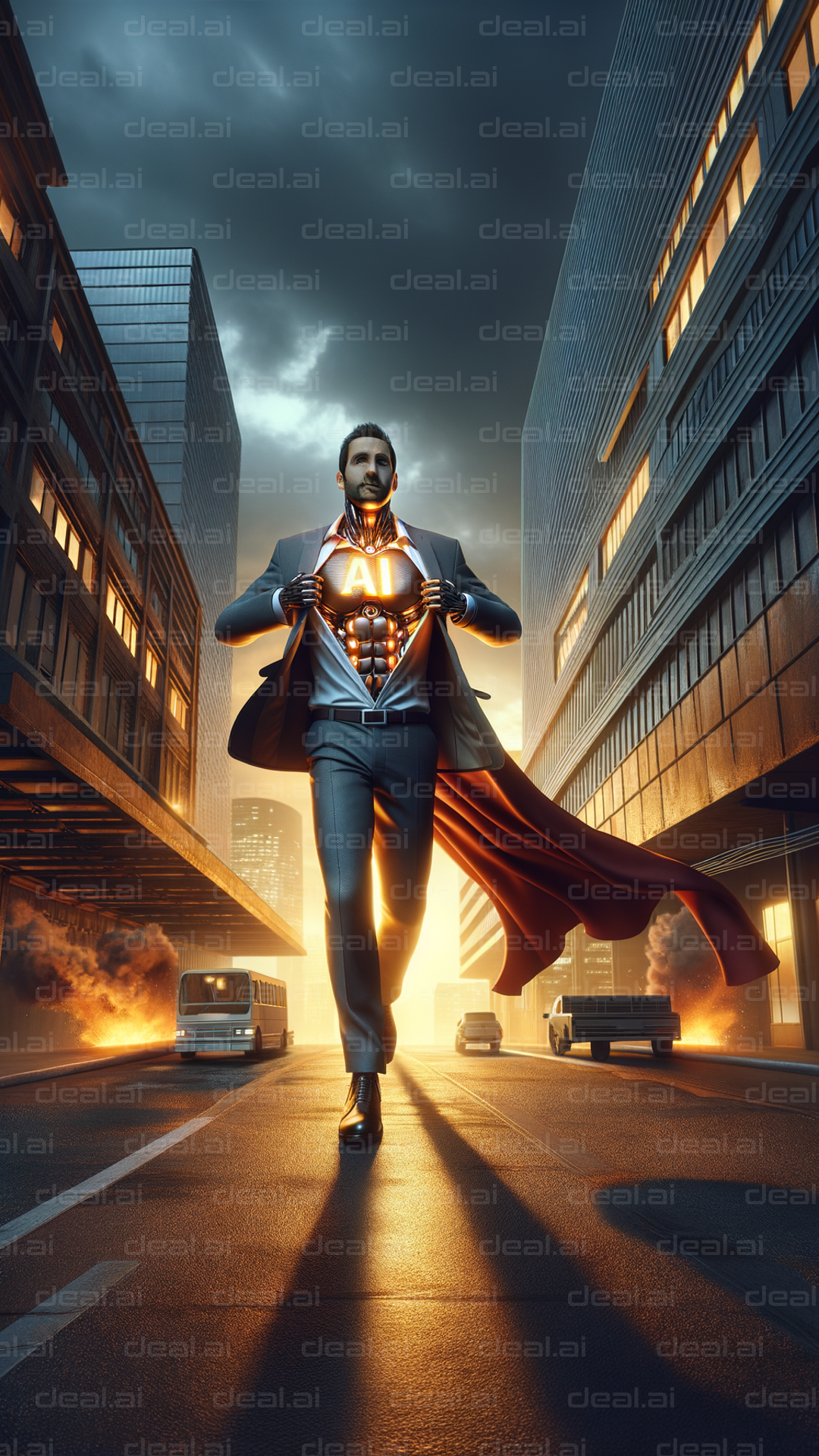 "AI Superhero Unleashed in the City"