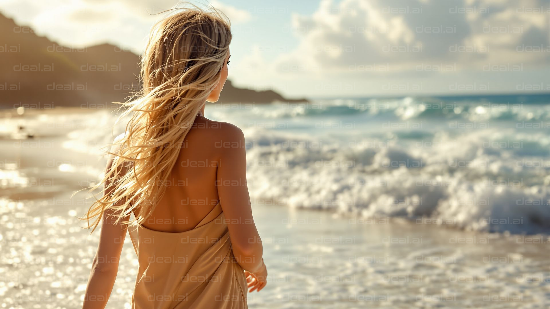 "Serene Beach Stroll"
