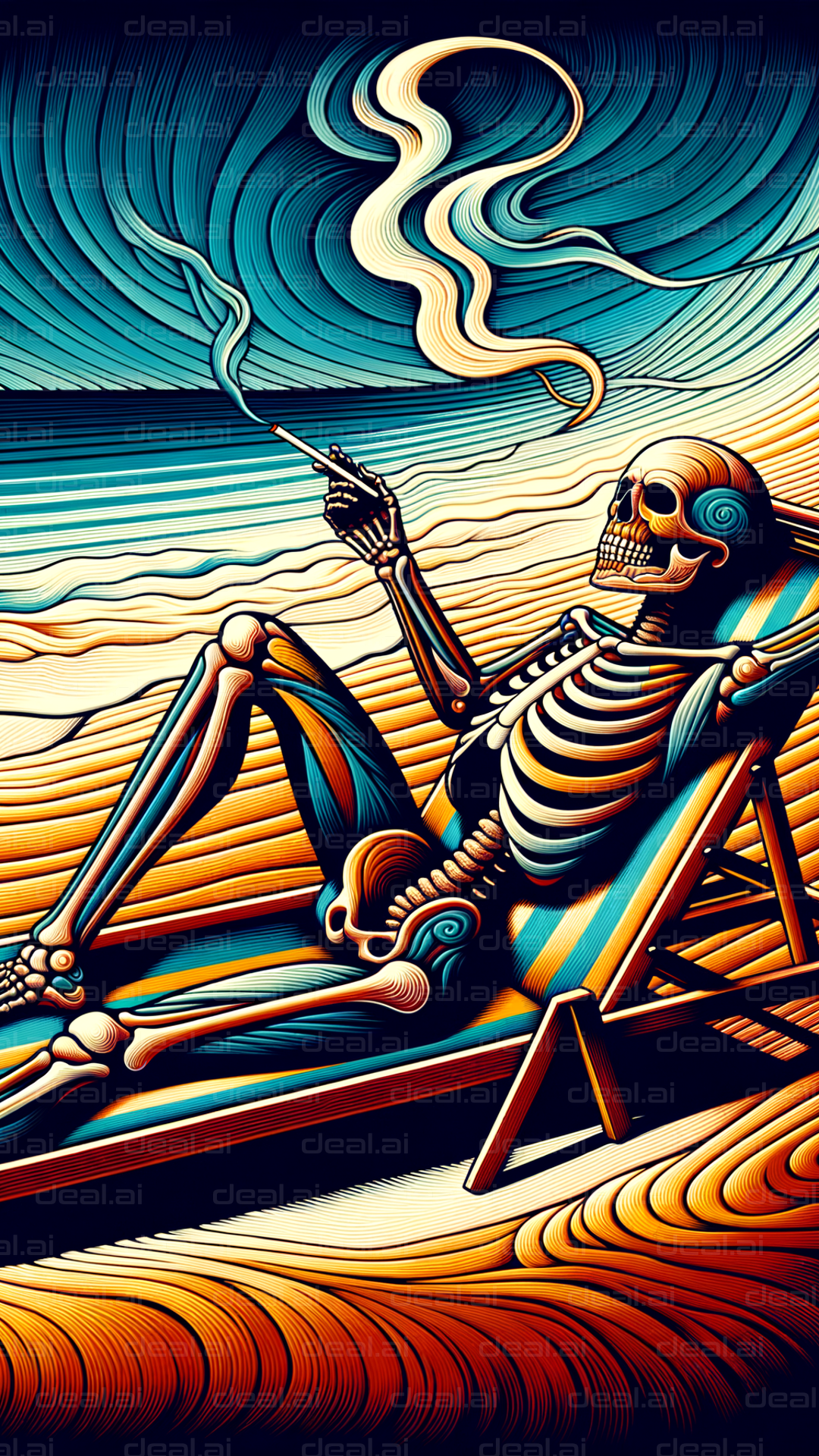 "Skeleton Relaxing by the Beach"