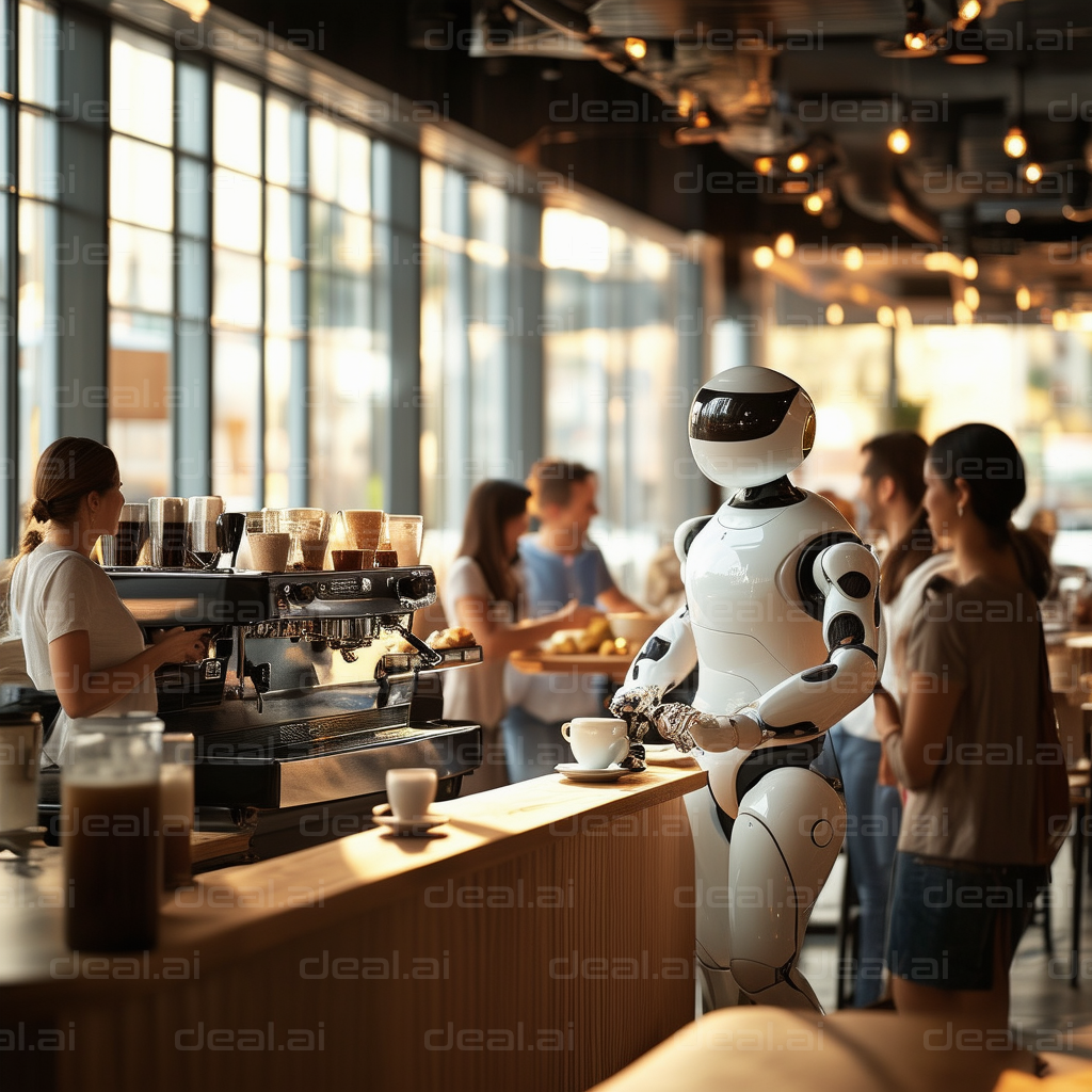 "Robot Barista Serving Customers"