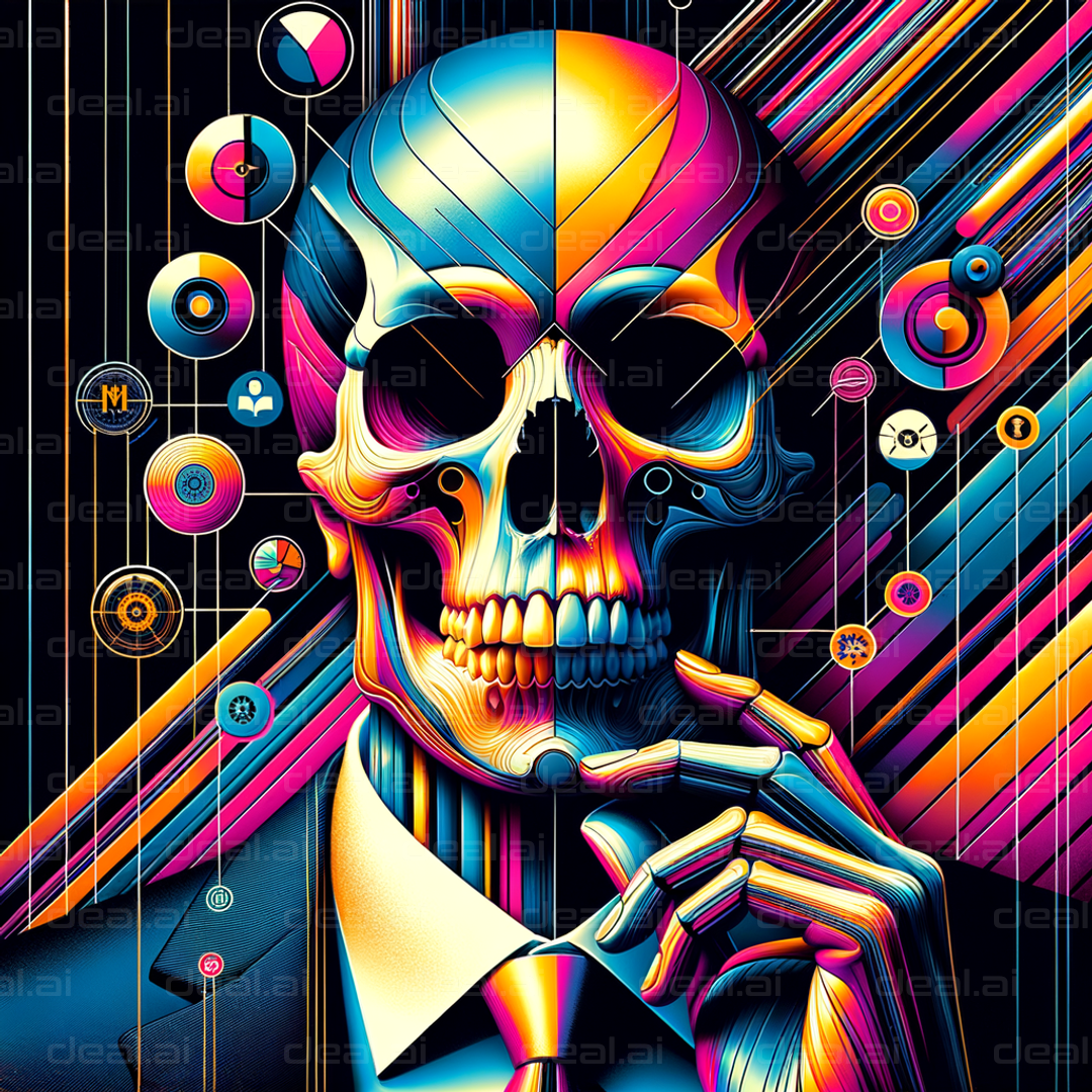 Neon Skull in a Digital World