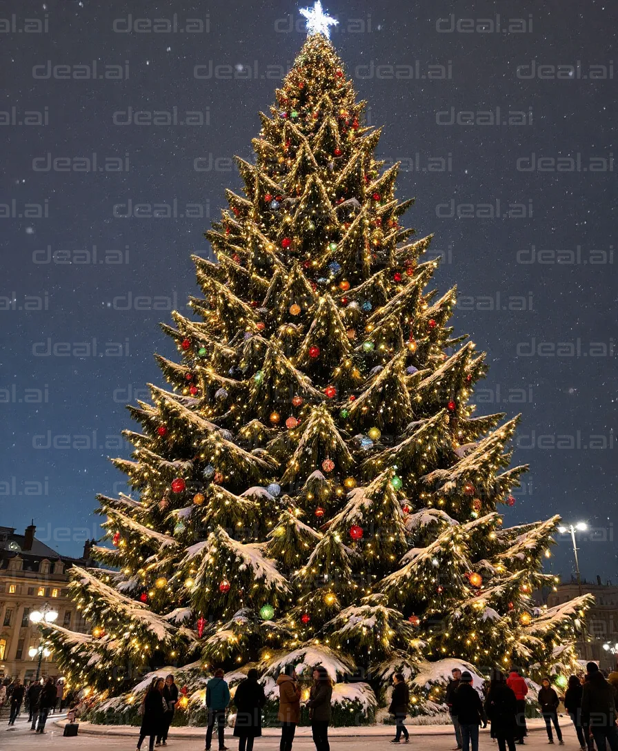 Majestic Christmas Tree at Night