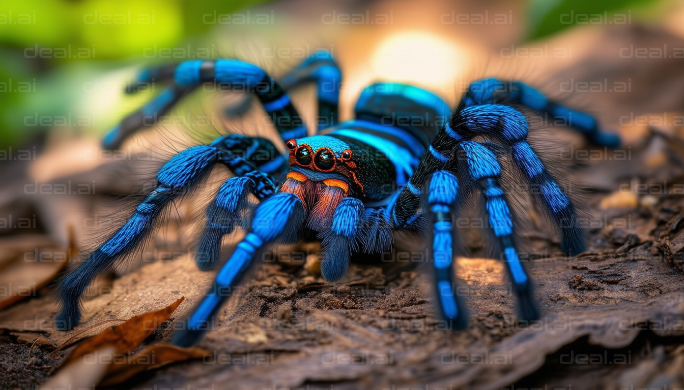 Vibrant Blue Tarantula in Natural Habitat