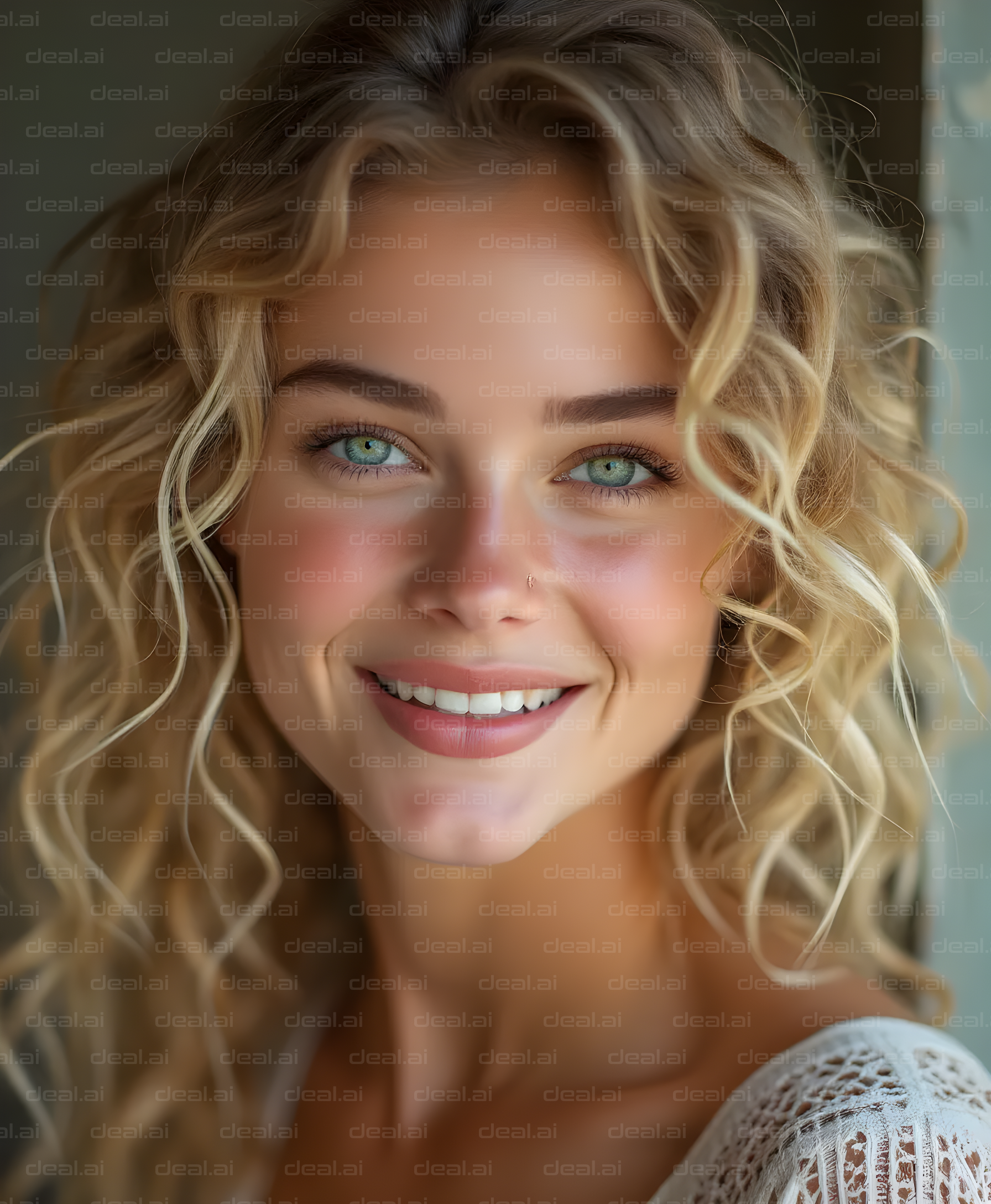 Radiant Smile of a Blonde Woman