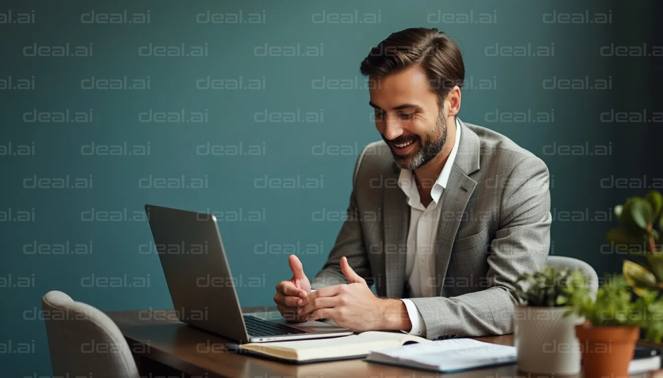 Smiling Businessman on Video Call