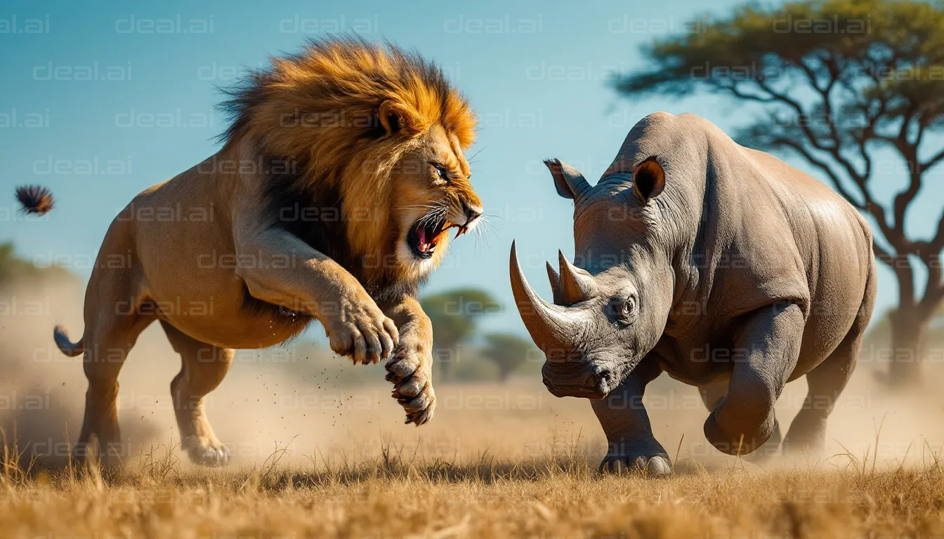 Lion vs Rhino: Epic Showdown