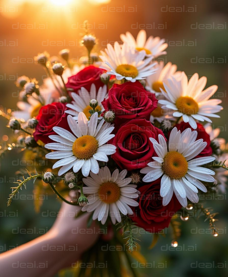 "Sunset Bouquet: Daisies & Roses"