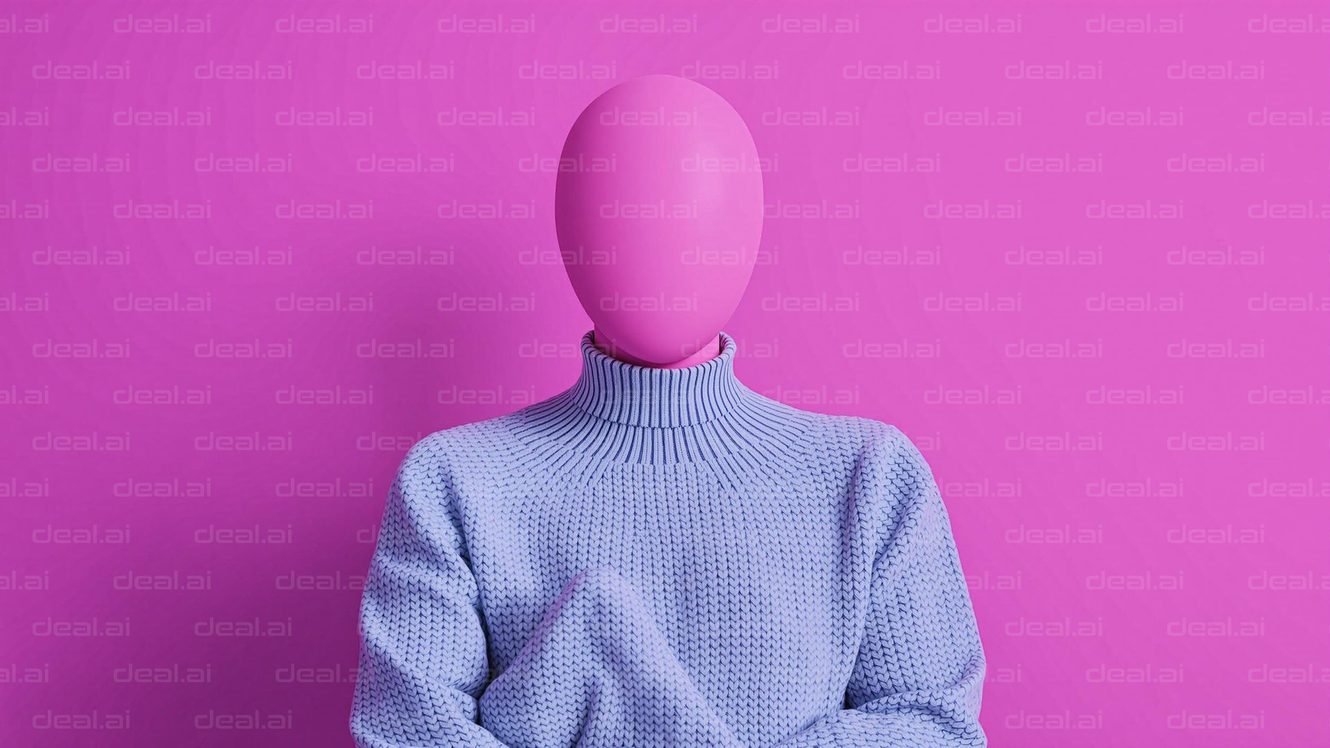 Faceless in Pink and Blue Sweater