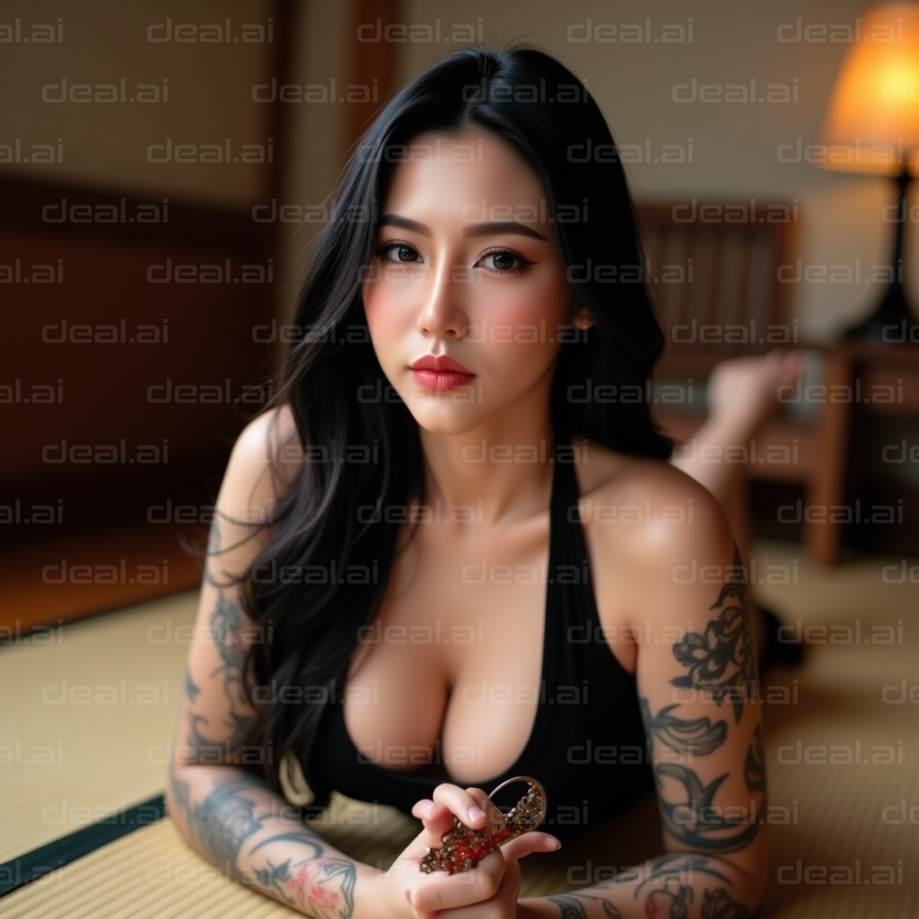 Tattooed Elegance in Tranquil Setting