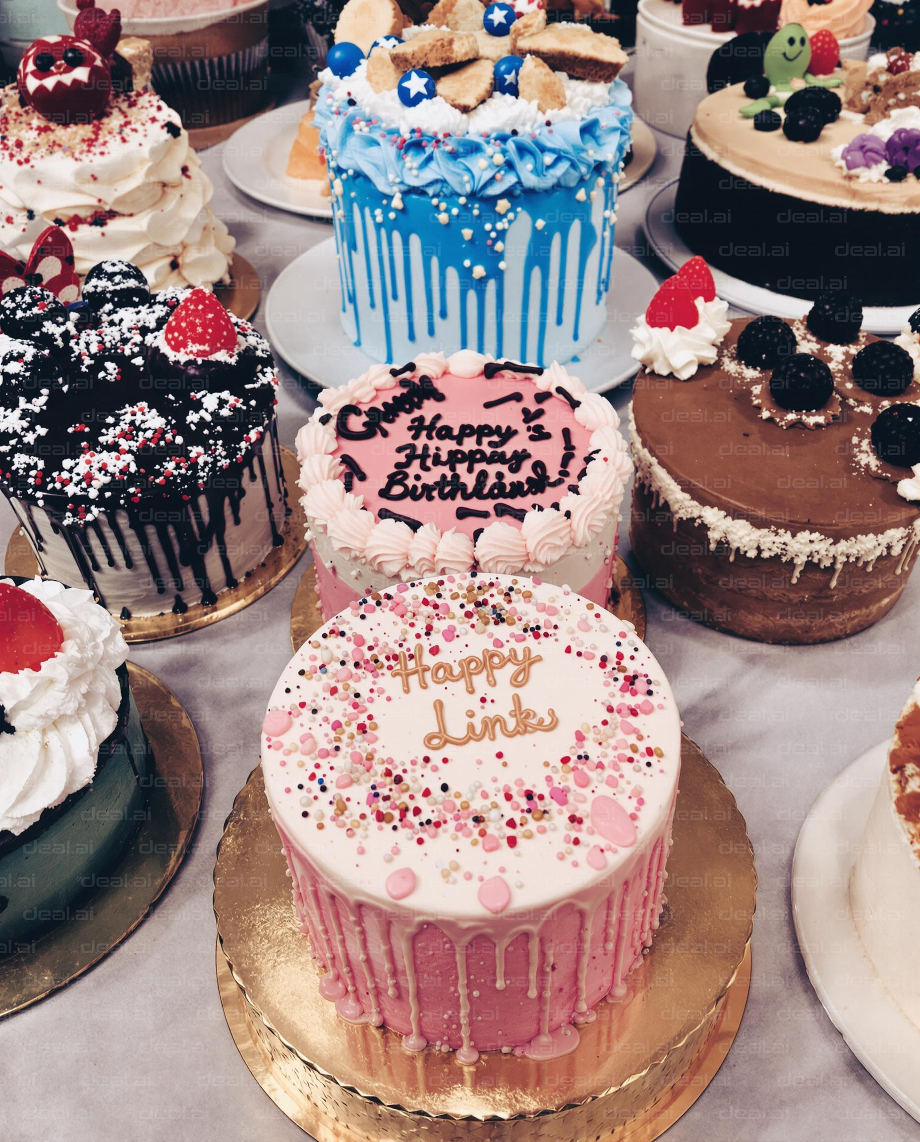 Colorful Birthday Cakes Display