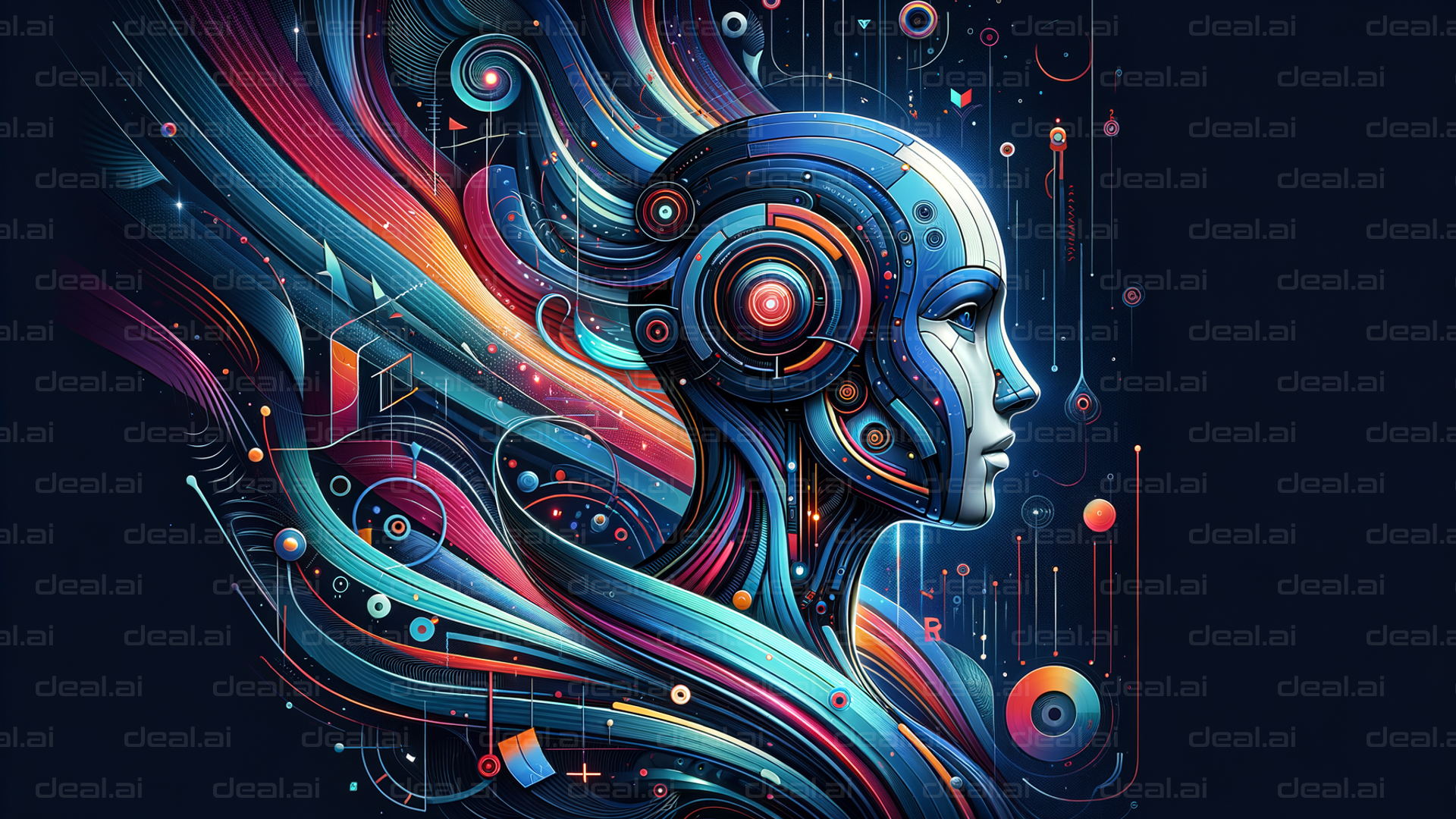 "Colorful Futuristic Cybernetic Portrait"