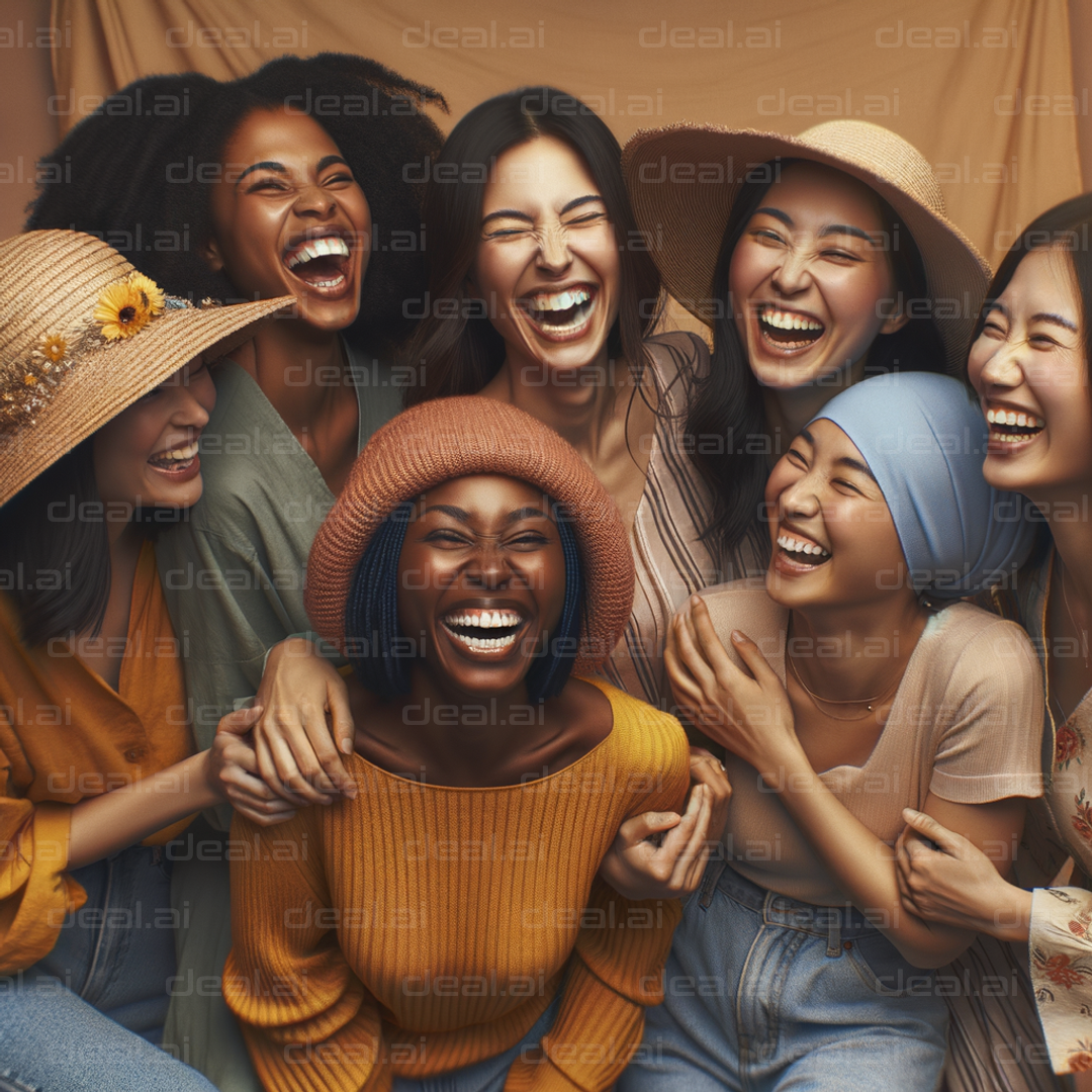 "Joyful Group of Friends Sharing Laughter"