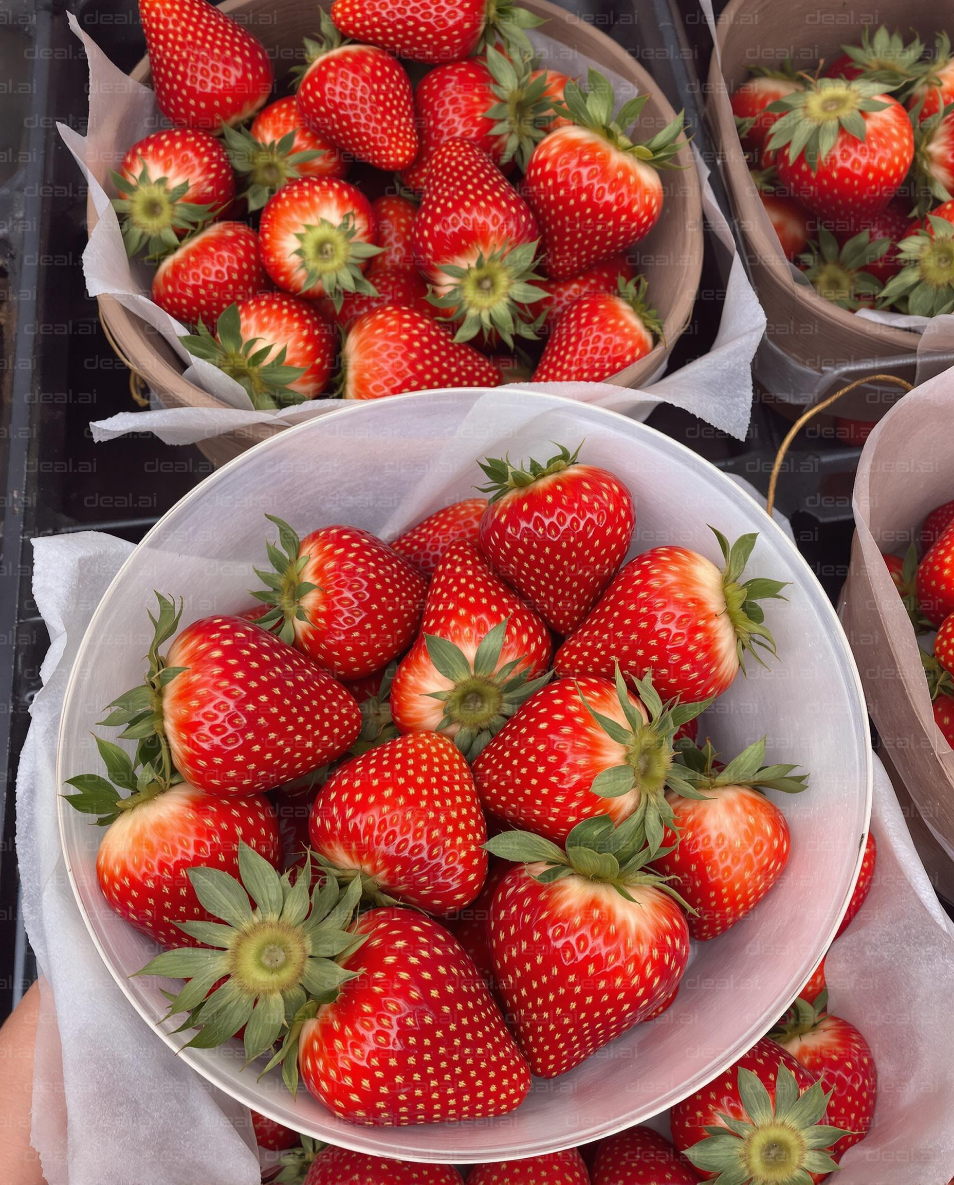 Freshly Picked Strawberries Baskets