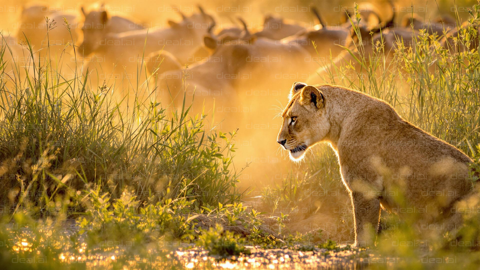Lioness in Golden Dawn