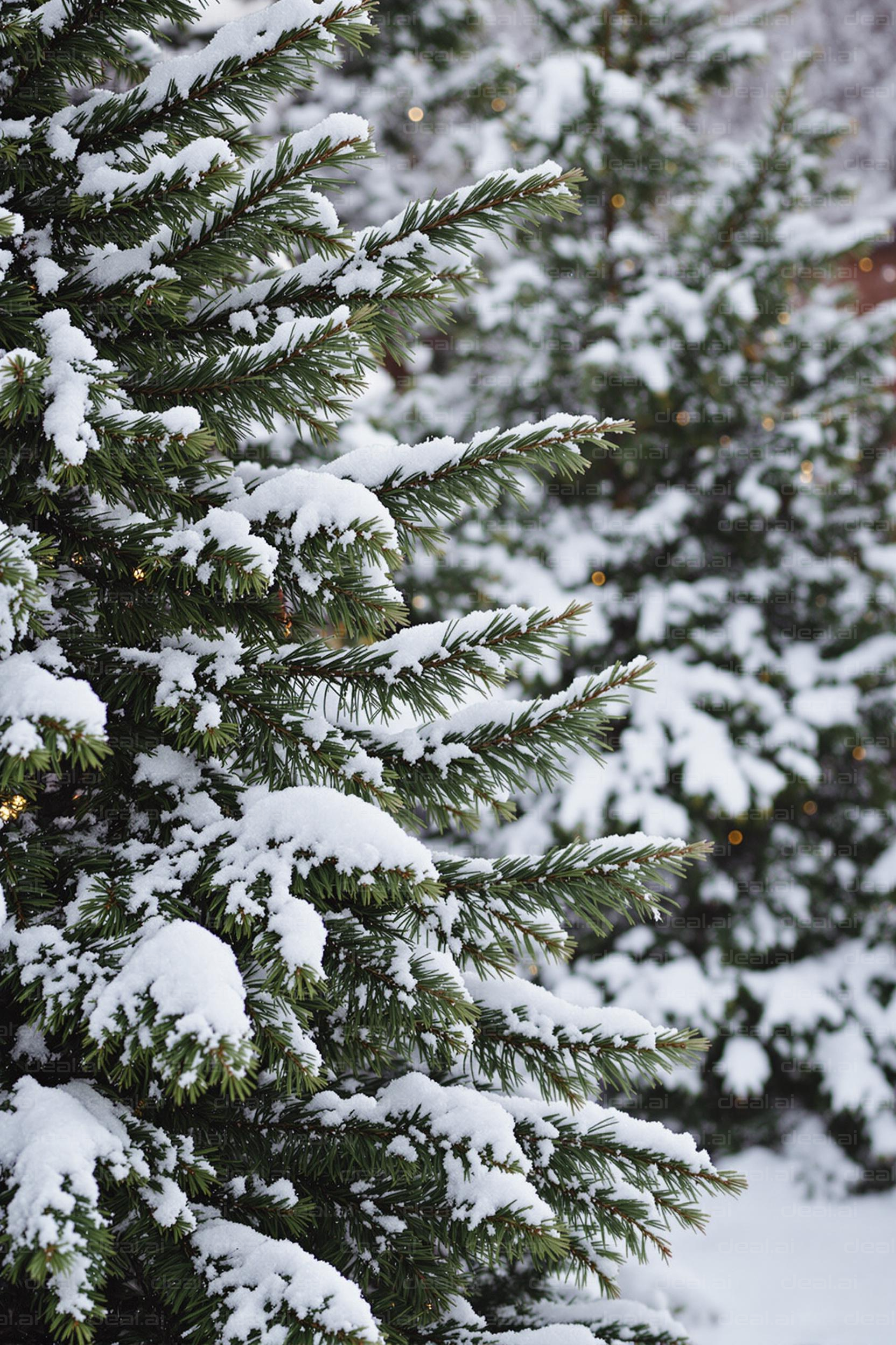 Snowy Pine Trees in Winter's Embrace