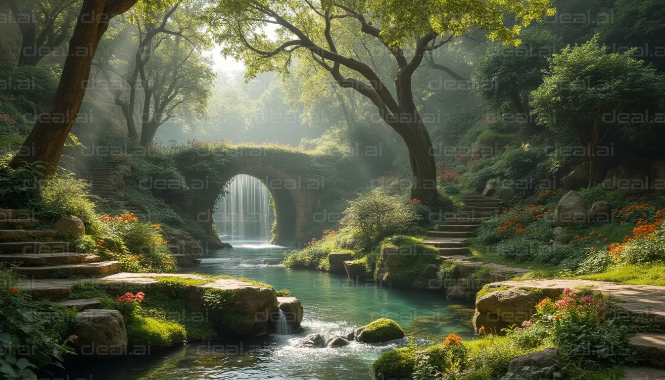 Enchanted Forest Waterfall Bridge