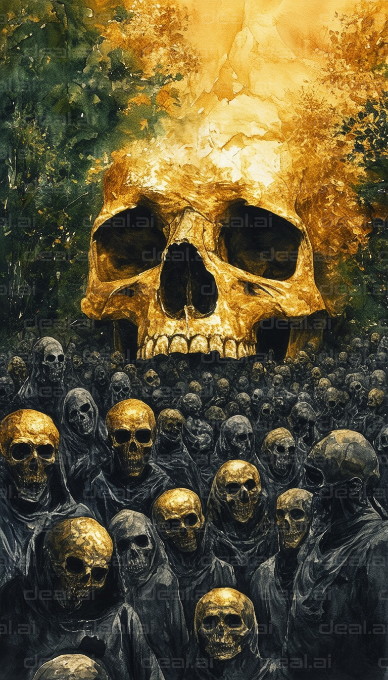 "Golden Skull Horde in the Forest"